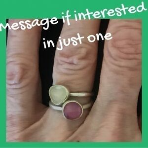 Set of 2 Stackable Sapphire Rings Pink and Yellow 💛💖